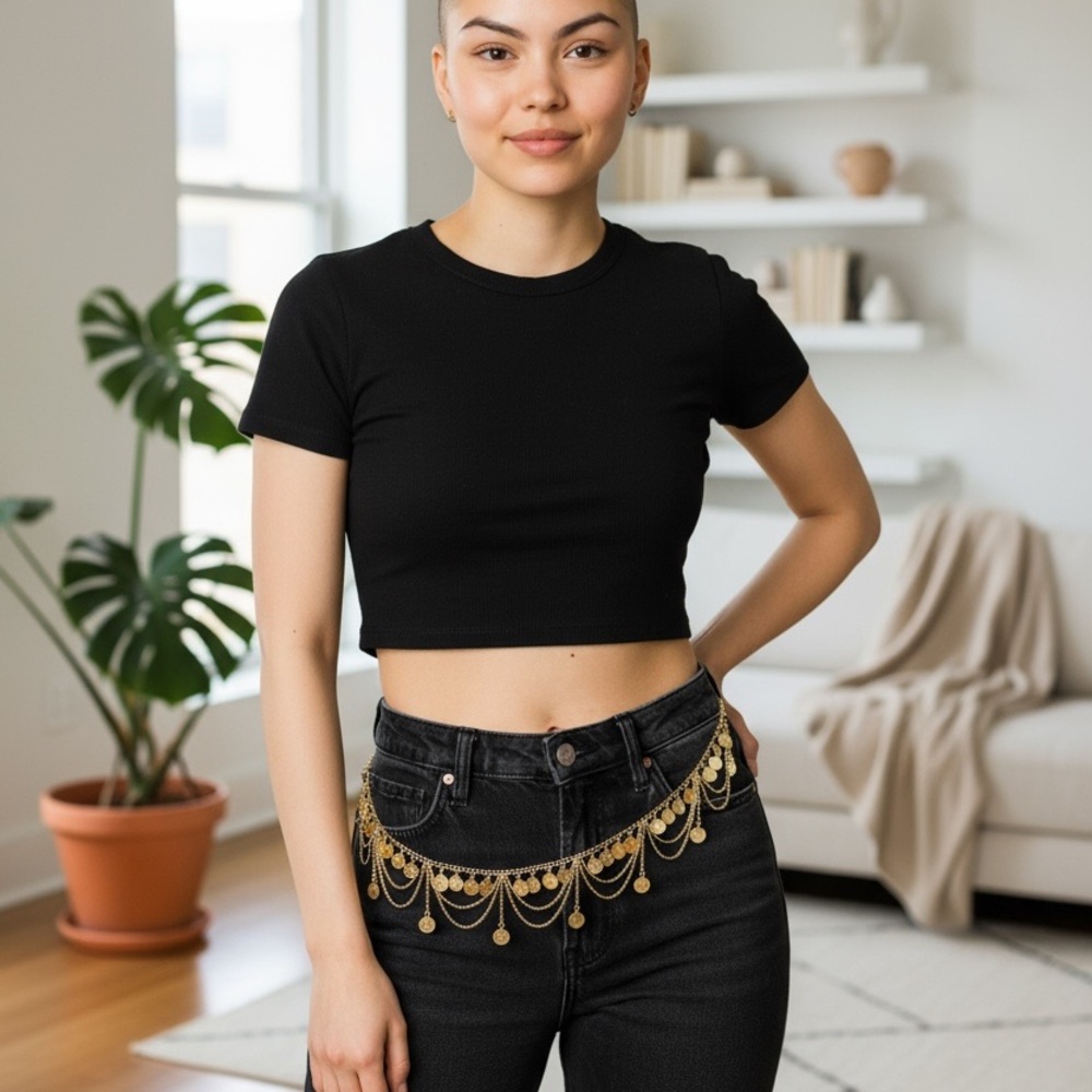 Gorgeous Vintage Gold Tone Coin Belt Or Necklace, 39-42in